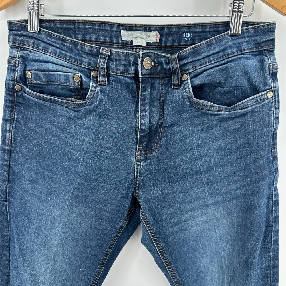 English Laundry Jeans Mens 32x32 Blue Kent Slim Denim Whisker Comfort Modern